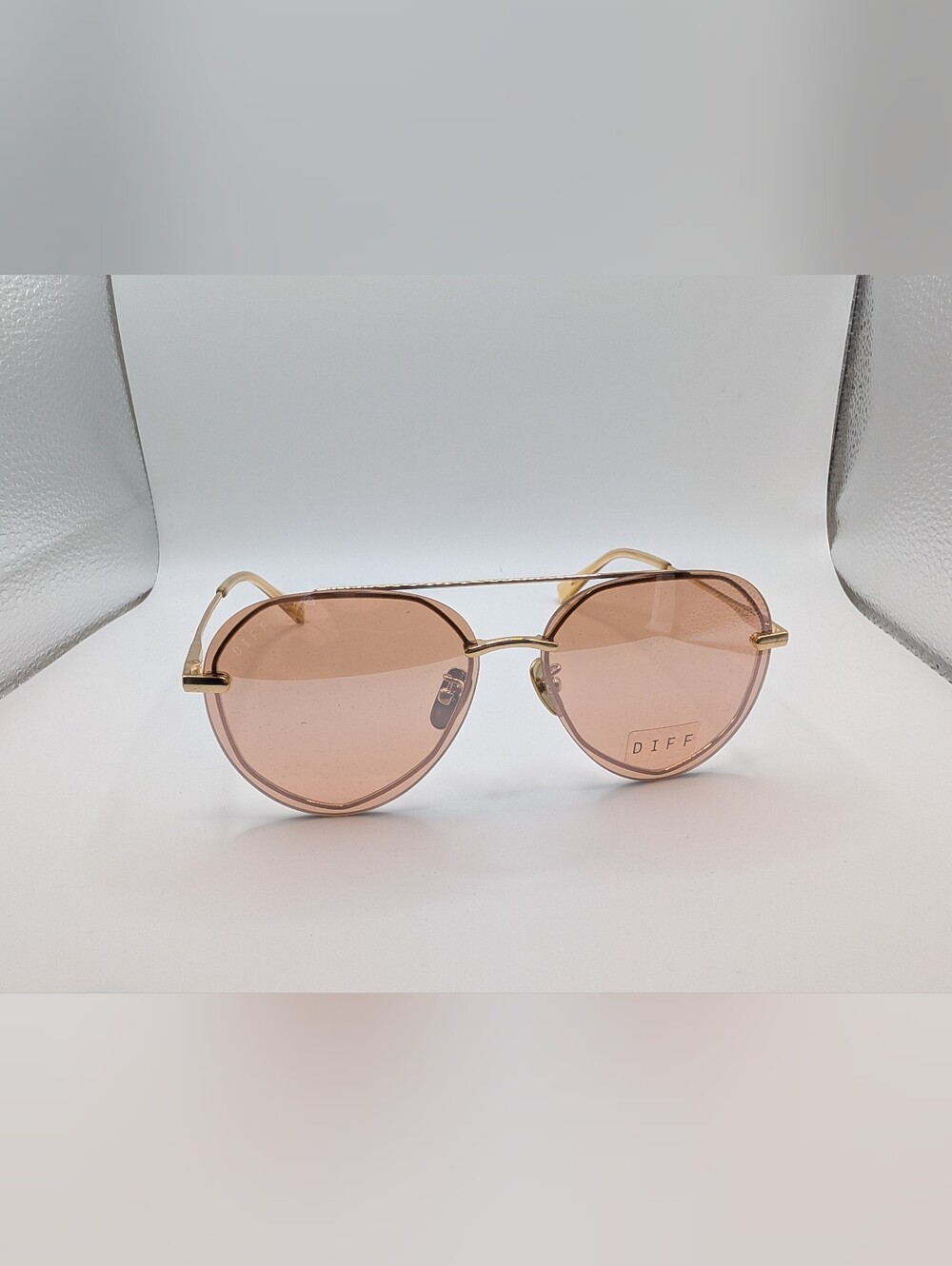 NWT DIFF Eyewear Lenox XS Gold Sunglasses Pink Lens Aviator + Case